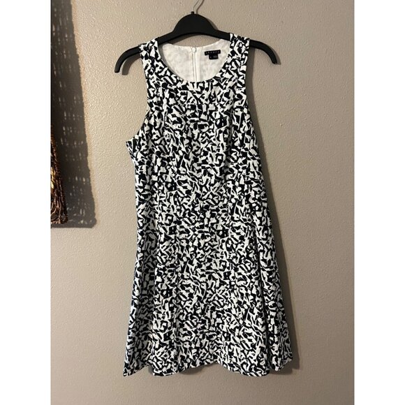 Theory A Line Dress 8 Blue White Cotton Sleeveless Lightweight A Line Summer - Picture 8 of 9